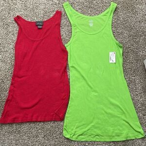 Vibrant Red and Green Tank Tops by Dots
